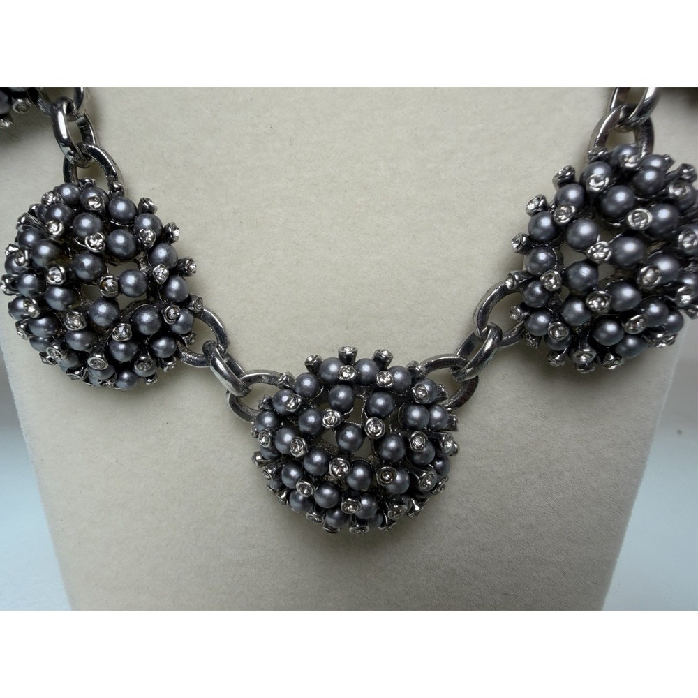 Talbots 2000s Gunmetal Beaded Statement Necklace
